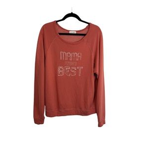 Luca + Grae Mama Knows Best Graphic Long Sleeve Sweatshirt Pink Womens Size L